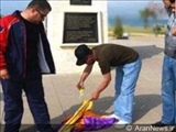 Sumqayıtda Ermənistan bayrağı yandırılıb